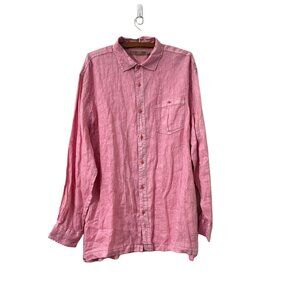 Raffi Linea Uomo Mens Pink Linen Button Down Shirt Long Sleeve Size XXL
